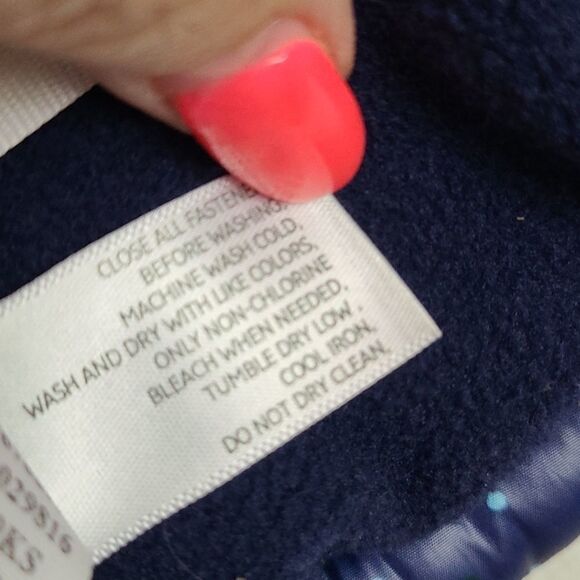 Old Navy Girls Blue Dotted Puffer Vest Fleece Lined Sleeveless Insulated Jacket - Picture 5 of 8